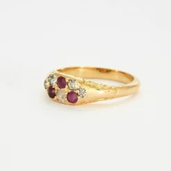Bague Ancienne Jarretière Rubis Diamants