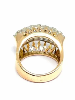 Bague ancienne jarretière en or jaune 18 carats et diamants taille ancienne
