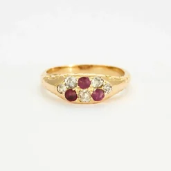 Bague Ancienne Jarretière Rubis Diamants