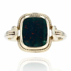 Bague ancienne jaspe sanguin et or