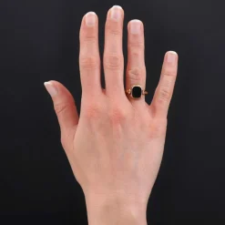Bague ancienne jaspe sanguin et or