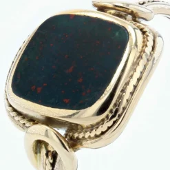 Bague ancienne jaspe sanguin et or