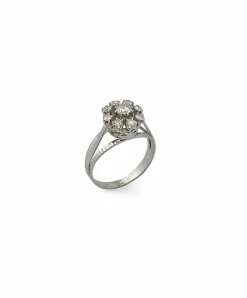 Bague ancienne marguerite or blanc et diamants