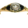 Bague ancienne Memento Mori en or 14 carats, diamant taille rose et émail noir