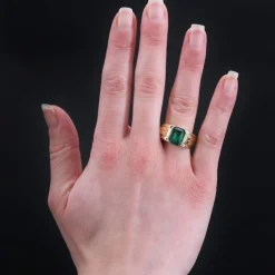 Bague ancienne émeraude jonc