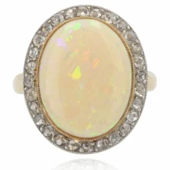 Bague ancienne opale et diamants
