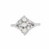 Bague ancienne or blanc 3 diamants