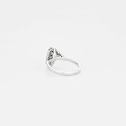 Bague ancienne or blanc 3 diamants