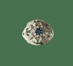 Bague ancienne or blanc saphir et diamants anciens