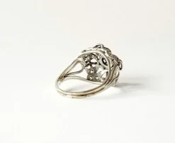 Bague ancienne or blanc saphir et diamants anciens