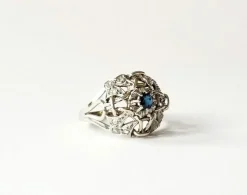 Bague ancienne or blanc saphir et diamants anciens