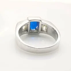 Bague ancienne or blanc saphir & diamants