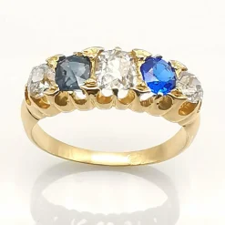 Bague ancienne or diamants et saphirs