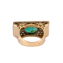 BAGUE ANCIENNE OR, DIAMANTS & EMERAUDE