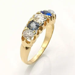 Bague ancienne or diamants et saphirs