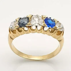 Bague ancienne or diamants et saphirs