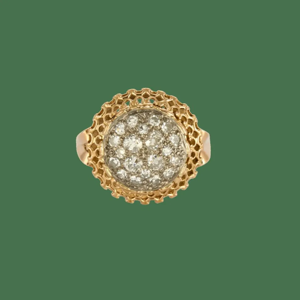 BAGUE ANCIENNE OR ET DIAMANTS.