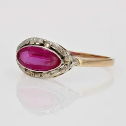 Bague ancienne or et rubis de synthèse