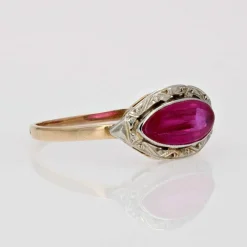Bague ancienne or et rubis de synthèse
