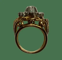 BAGUE ANCIENNE OR JAUNE 9 DIAMANTS