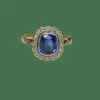 BAGUE ANCIENNE OR JAUNE DIAMANTS SAPHIR