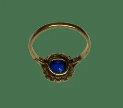 BAGUE ANCIENNE OR JAUNE DIAMANTS SAPHIR