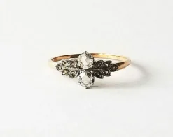 Bague ancienne or jaune et platine diamants anciens 0.60 carats