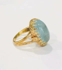 Bague ancienne or jaune et aigue marine
