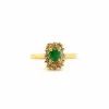 Bague ancienne or jaune émeraude et diamants