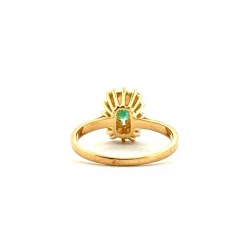 Bague ancienne or jaune émeraude et diamants
