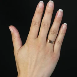 Bague ancienne or rose oeil du tigre