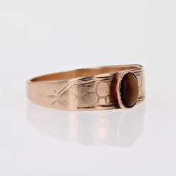Bague ancienne or rose oeil du tigre