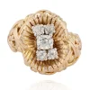 Bague ancienne or tressé et diamants