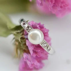 Bague ancienne perle diamants