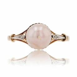 Bague ancienne perle et diamants taillés en rose