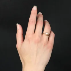 Bague ancienne perle et diamants taillés en rose