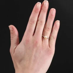 Bague ancienne perle fine diamants