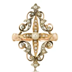 Bague ancienne perles fines or argent