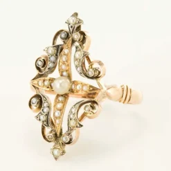 Bague ancienne perles fines or argent
