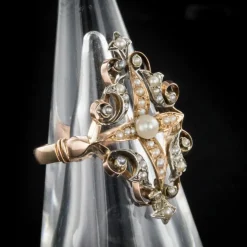 Bague ancienne perles fines or argent