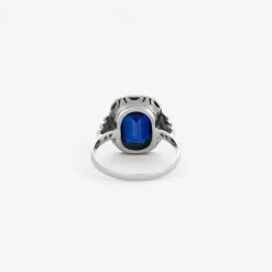 Bague ancienne platine saphir diamants