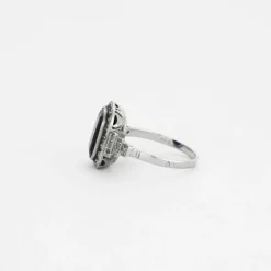 Bague ancienne platine saphir diamants