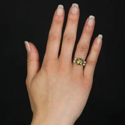 Bague ancienne péridot et diamants