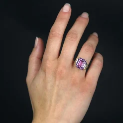 Bague ancienne rétro Kunzite