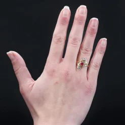 Bague ancienne rubis diamants Art nouveau