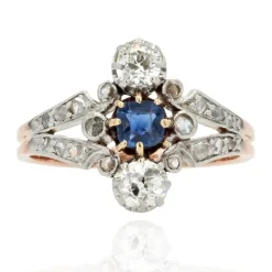 Bague ancienne saphir diamants Belle époque