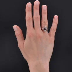 Bague ancienne saphir diamants Belle époque