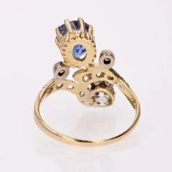 Bague ancienne saphir diamants duchesse