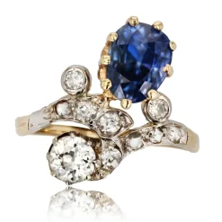 Bague ancienne saphir diamants duchesse