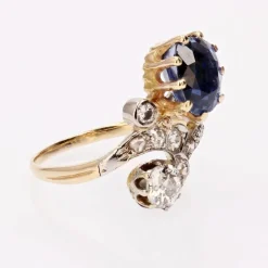 Bague ancienne saphir diamants duchesse
